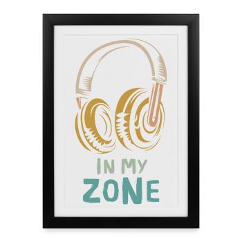 in my zone - Des écouteurs de style rétro pour les fans de musique - Affiche encadrée (27 × 37 cm) - noir - Devant