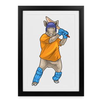 Boar Cricket Cricket Bat - Framed poster (27 × 37 cm) - black - Front