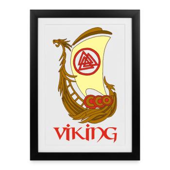 Bateau viking - Affiche encadrée (27 × 37 cm) - noir - Devant