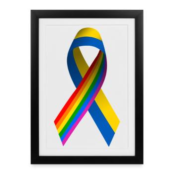 Ukrainian bow with rainbow flag - Framed poster (27 × 37 cm) - black - Front