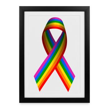Rainbow flag as a bow - Framed poster (27 × 37 cm) - black - Front