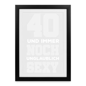 Drôle 40e anniversaire cadeau chemise d’anniversaire - Affiche encadrée (27 × 37 cm) - noir - Devant
