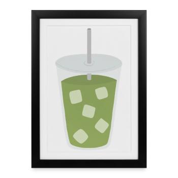 Boisson glacée au matcha latte - Affiche encadrée (27 × 37 cm) - noir - Devant
