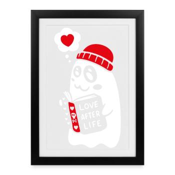 Cute Ghost Reading Romantic Book - Framed poster (27 × 37 cm) - black - Front