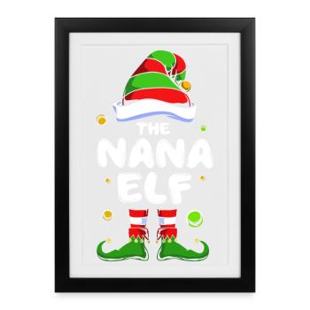 Elfe Elfe Cadeau de Noël Mamie Grand-mère - Affiche encadrée (27 × 37 cm) - noir - Devant
