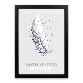 Quête principale : Respirer | Méditation, Respiration - Affiche encadrée (27 × 37 cm) - noir - Devant