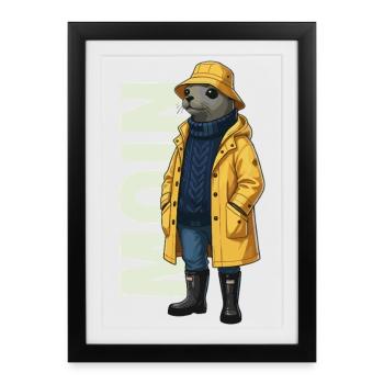 Seal Moin – Raincoat Design - Framed poster (27 × 37 cm) - black - Front