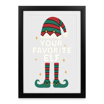 Motif de Noël drôle Votre lutin préféré - Affiche encadrée (27 × 37 cm) - noir - Devant