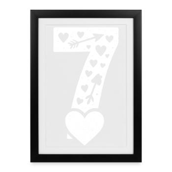 Fun 67 Numéro 6-7 6 7 Carte de Saint-Valentin assortie - Affiche encadrée (27 × 37 cm) - noir - Devant