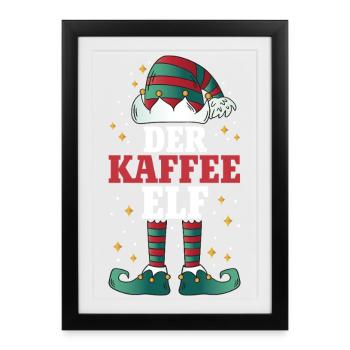 Noël L’Elfe du Café - Affiche encadrée (27 × 37 cm) - noir - Devant