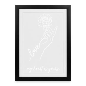 Valentine Rose - My Heart Is Yours White - Framed poster (27 × 37 cm) - black - Front