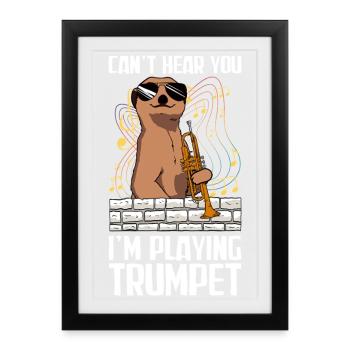 Je ne t’entends pas, trompettiste - Affiche encadrée (27 × 37 cm) - noir - Devant