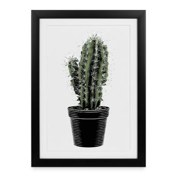 Cactus in black pot - Framed poster (27 × 37 cm) - black - Front