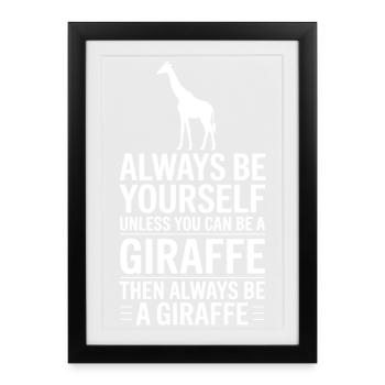 Dynastiques de girafe Girafe Drôle de cadeau de girafe - Affiche encadrée (27 × 37 cm) - noir - Devant