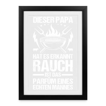 Barbecue, fête des pères, papa - Affiche encadrée (27 × 37 cm) - noir - Devant