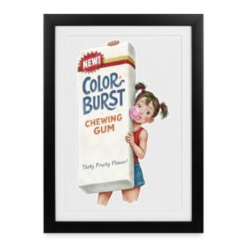 Chewing-gum rétro - Affiche encadrée (27 × 37 cm) - noir - Devant