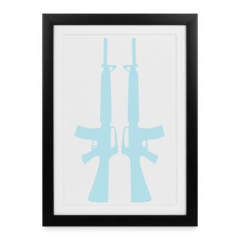 Double Rifle Silhouette - Framed poster (27 × 37 cm) - black - Front