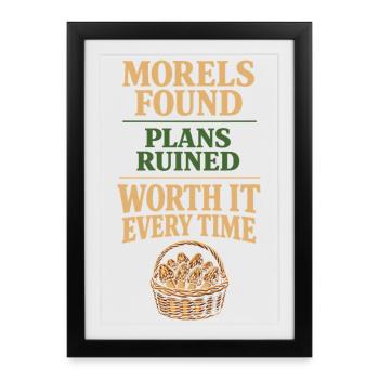 Chasseurs de morilles, champignons morilles sauvages sur - Affiche encadrée (27 × 37 cm) - noir - Devant