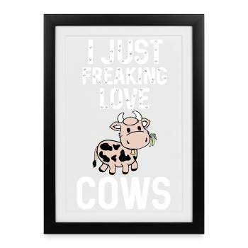 J’adore les dessins animés des vaches - Affiche encadrée (27 × 37 cm) - noir - Devant
