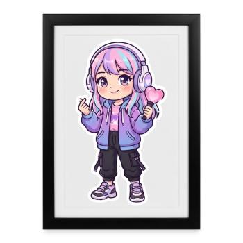K-Pop Anime - Framed poster (27 × 37 cm) - black - Front