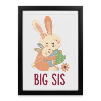 Gender Reveal Baby Shower Big Sis Big Sister - Framed poster (27 × 37 cm) - black - Front