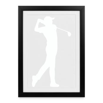 Silhouette du golfeur en swing - Affiche encadrée (27 × 37 cm) - noir - Devant