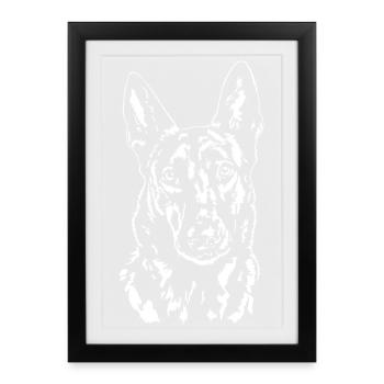 Berger hollandais, portrait Herder Wilsigns - Affiche encadrée (27 × 37 cm) - noir - Devant