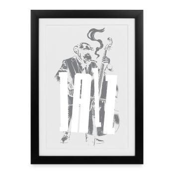 Singe jouant du jazz - Affiche encadrée (27 × 37 cm) - noir - Devant