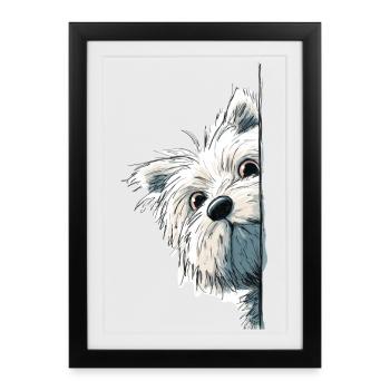 Peeking Westie Terrier Cute Dog Lover Merch - Framed poster (27 × 37 cm) - black - Front