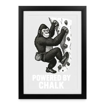 Gorilla Bouldering – Powered by Chalk Saying - Framed poster (27 × 37 cm) - black - Front