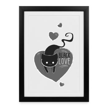 Black Love Gothic Cat - Affiche encadrée (27 × 37 cm) - noir - Devant