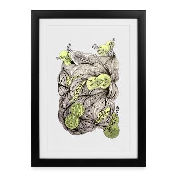 Racines foliaires avec accents verts - Affiche encadrée (27 × 37 cm) - noir - Devant