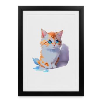 cute cat - Framed poster (27 × 37 cm) - black - Front