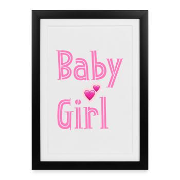 Conception de cœurs roses pour bébé fille - Affiche encadrée (27 × 37 cm) - noir - Devant