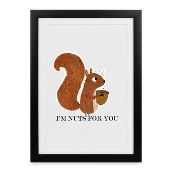 Squirrel with acorn - Framed poster (27 × 37 cm) - black - Front