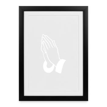 Art lineal des mains de prière - Affiche encadrée (27 × 37 cm) - noir - Devant