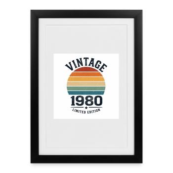 Vintage 1980 – Édition limitée - Affiche encadrée (27 × 37 cm) - noir - Devant