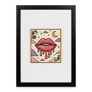 La bouche fait fondre le ciel nocturne - Affiche encadrée (27 × 37 cm) - noir - Devant