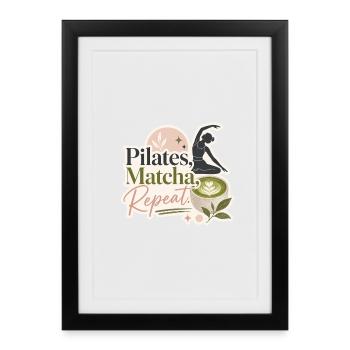 Pilates - Matcha - Répéter - Affiche encadrée (27 × 37 cm) - noir - Devant
