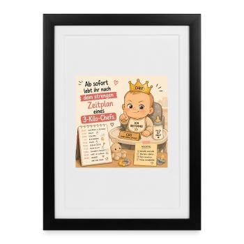 Babys im Alltag - Gerahmtes Poster (27 × 37 cm) - Schwarz - Vorne