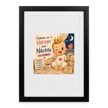 Geboren um Herzen zu Erobern - Gerahmtes Poster (27 × 37 cm) - Schwarz - Vorne