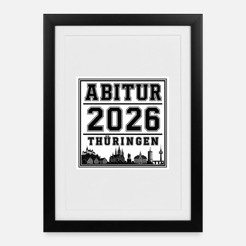 Abitur-2026-Thueringen - Gerahmtes Poster (27 × 37 cm) - Schwarz