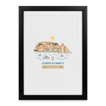 Collioure Côte Catalane - Affiche encadrée (27 × 37 cm) - noir - Devant