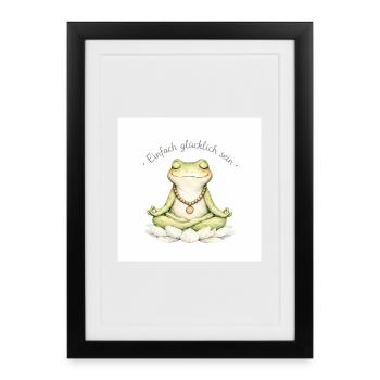 Frosch im Lotustempel der Ruhe - Gerahmtes Poster (27 × 37 cm) - Schwarz - Vorne