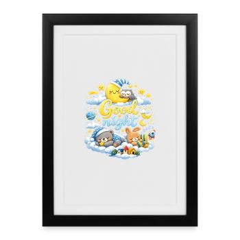 Good Night Kids Sleepy Moon T-Shirt Design - Framed poster (27 × 37 cm) - black - Front