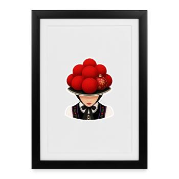 Fille bavaroise avec Bollenhut. 3 - Affiche encadrée (27 × 37 cm) - noir - Devant