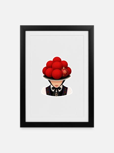 Bayrisches Girl mit Bollenhut . 3 - Gerahmtes Poster (27 × 37 cm) - Schwarz