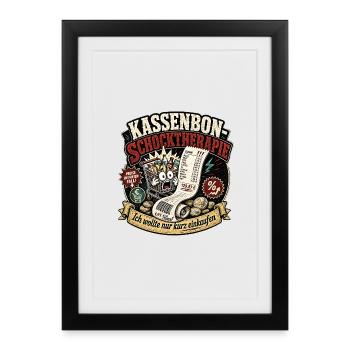 Kassenbon Schocktherapie - Inflation sichtbar - Gerahmtes Poster (27 × 37 cm) - Schwarz - Vorne