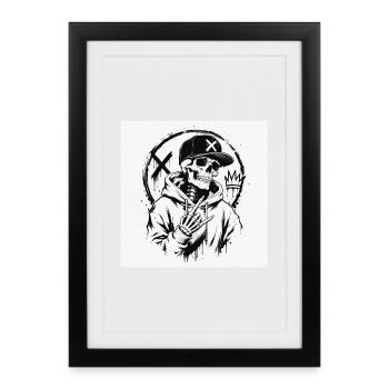 Crâne de rue en sweat à capuche - Affiche encadrée (27 × 37 cm) - noir - Devant