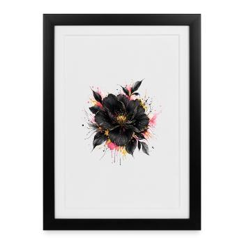 Black flower with gold accents - Framed poster (27 × 37 cm) - black - Front